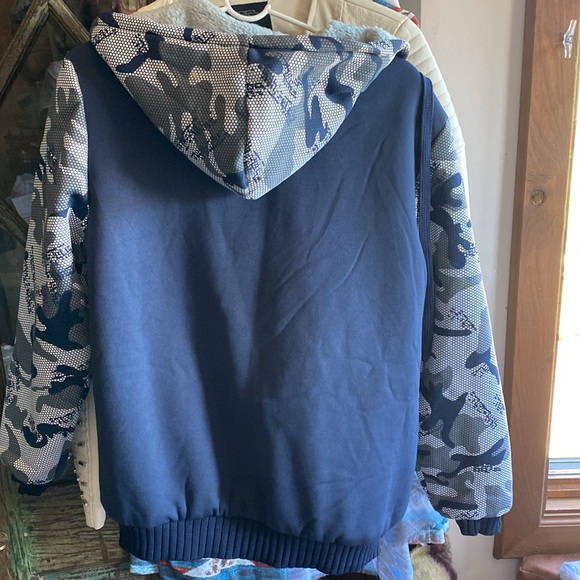 NWOT Boys xL fleece track suit navy and gray camp - Picture 7 of 7